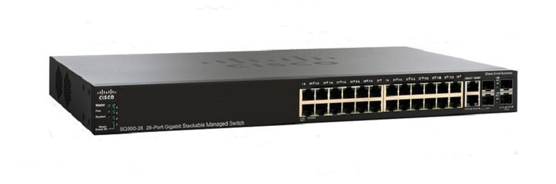 SG500-28P-K9-NA - Cisco SG500-28P Stackable Managed Switch, 24 Gigabit PoE+  and 4 Gigabit Ethernet Ports, 180w PoE - Refurb'd